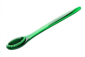 Green Toothbrush with Toothpaste on White Background - Isolated Dental Care Object