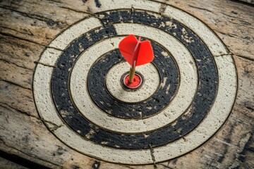 Highest Score. Achieving Goals with Precision: Dart Arrow Hitting Target Center for Success