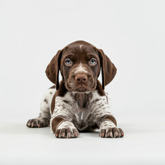 German Short Hair Pointer Puppy Dog, Cute Playful Pet, Isolated on White Background
