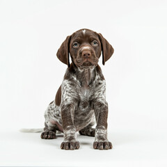 Fototapeta premium German Short Hair Pointer Puppy Dog, Cute Playful Pet, Isolated on White Background