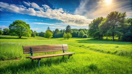 Obraz premium Relaxation bench on a meadow