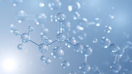 sodium propionate molecular structure 3d, e281, structural chemical formula view from a microscope