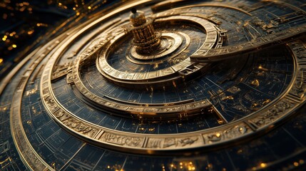 Obraz premium Intricate Golden Spherical Design Concept