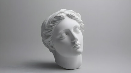 White Marble Statue of a Woman's Head, bust, female, face, eyes, nose