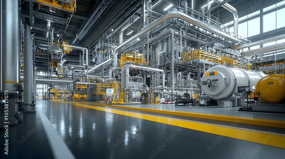 Aufkleber sleek and advanced fuel refinery with intricate pipelines and high tech industrial design this image