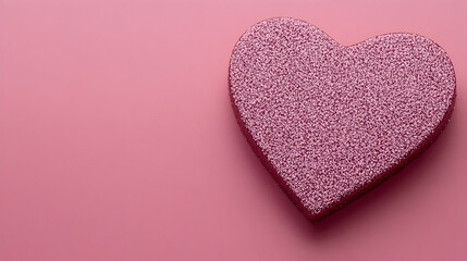 Fototapeta premium Pink Glitter Heart on Pink Background, love, valentine's day, sparkle, romance, affection