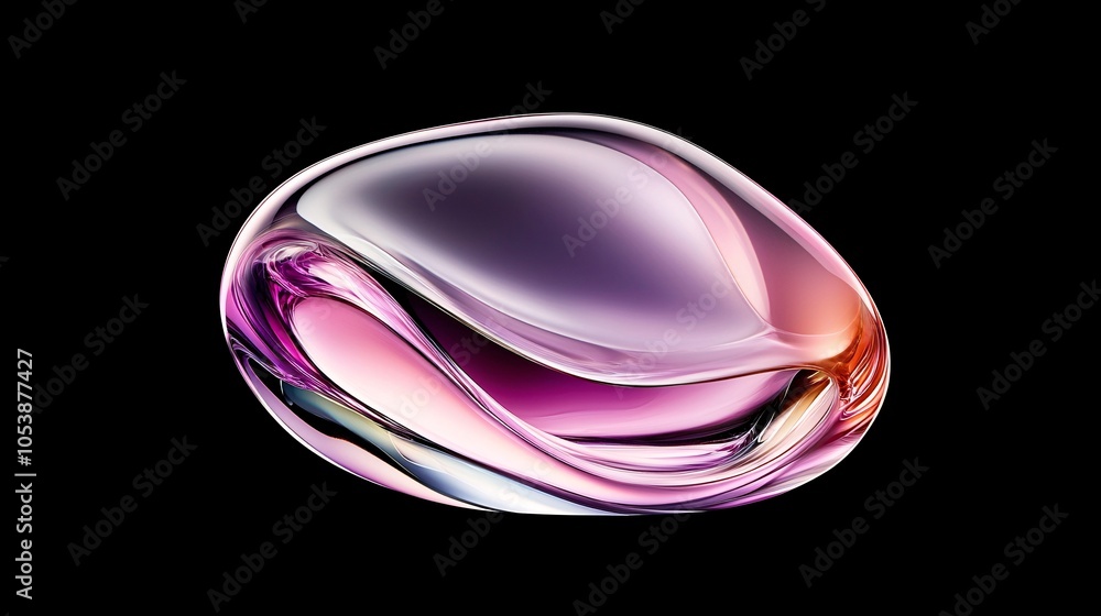 Poster holographic liquid glass with shimmering rainbow hues - fluid movement and translucent shapes creati