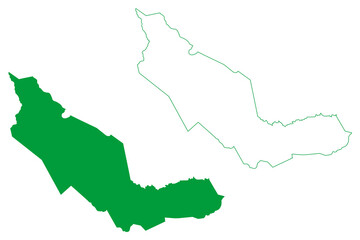 Obraz premium Jacobina municipality (Bahia state, Municipalities of Brazil, Federative Republic of Brazil) map vector illustration, scribble sketch Jacobina map