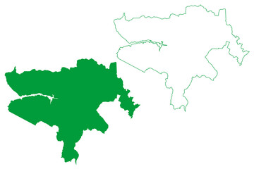 Fototapeta premium Jequie municipality (Bahia state, Municipalities of Brazil, Federative Republic of Brazil) map vector illustration, scribble sketch Jequie map