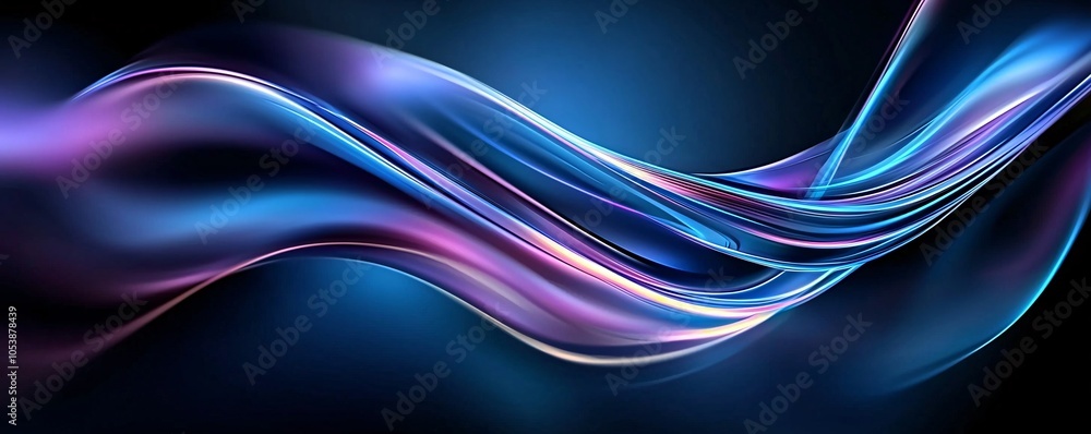 Poster holographic swirls with abstract metallic glow - captivating light refraction and gradient flow for 
