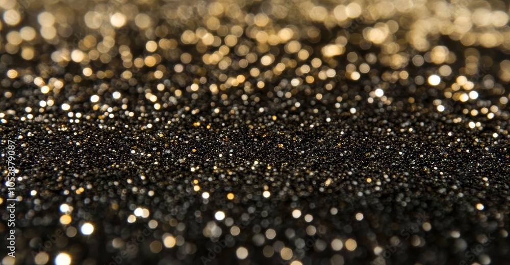 Aufkleber light glitter and gold sparkles on gold particles fluid. stars or dust particles sparkles with a bok