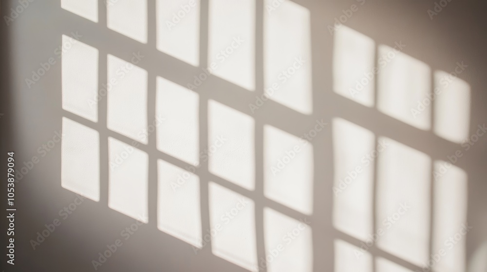 Aufkleber black shadow from window on white texture wall. modern abstract background of sunlight architecture.