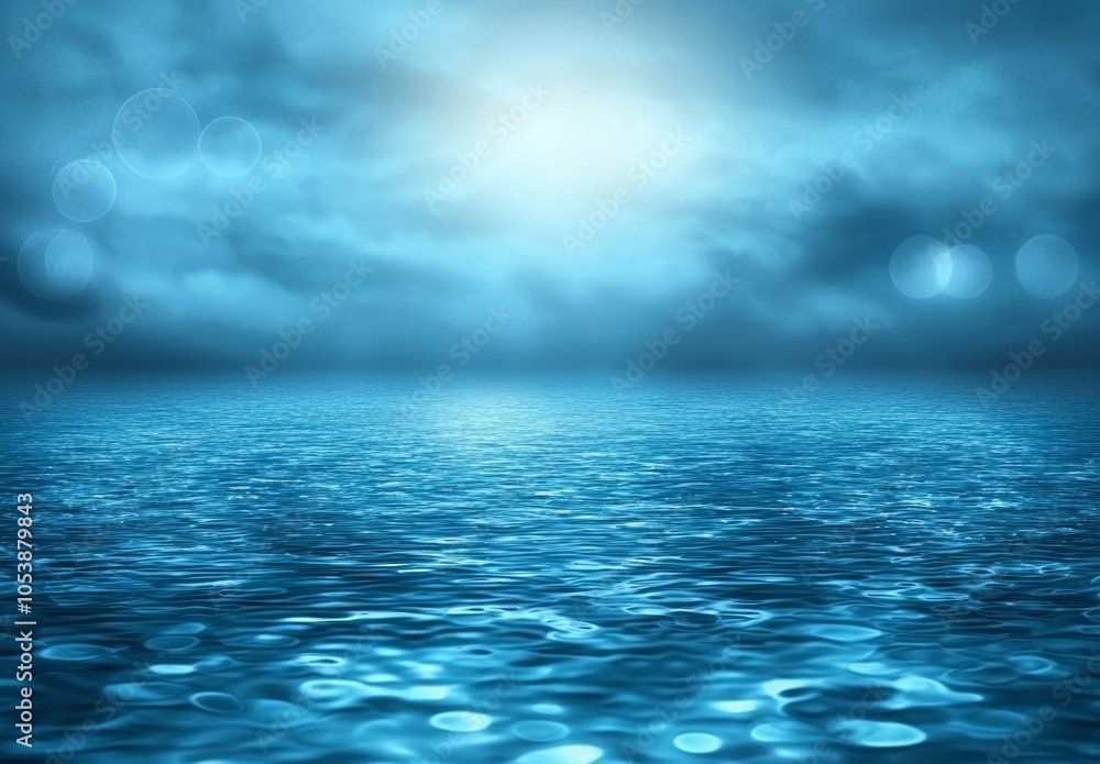 Poster an abstract blue gradient background of an empty blue room on a stage with a spotlight, with a blue 