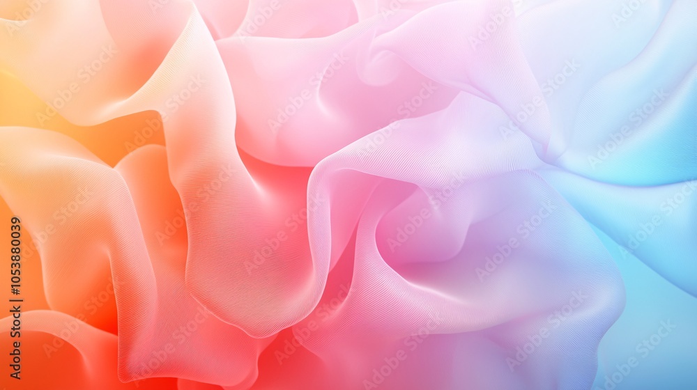 Poster soft iridescent fluid shapes in pastel tones - abstract light reflections and flowing motion for mod