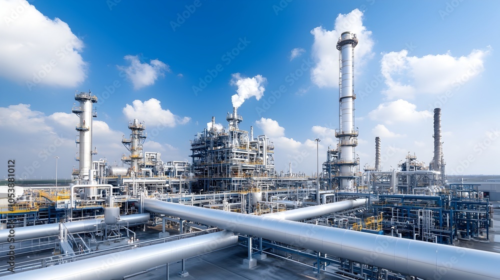 Aufkleber cutting edge fuel refinery plant featuring a sophisticated pipeline network clean industrial lines a