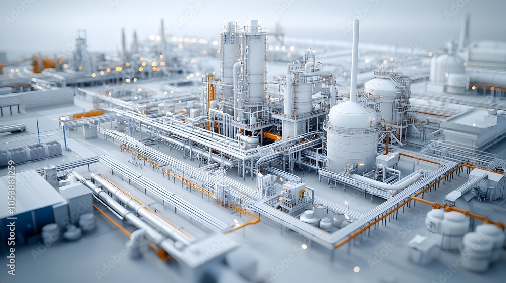 Aufkleber sleek industrial design of a modern fuel refinery featuring a complex network of interlocking pipeli