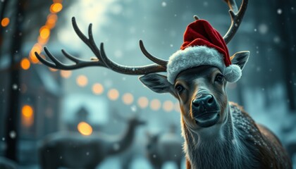 Festive reindeer celebrating christmas
