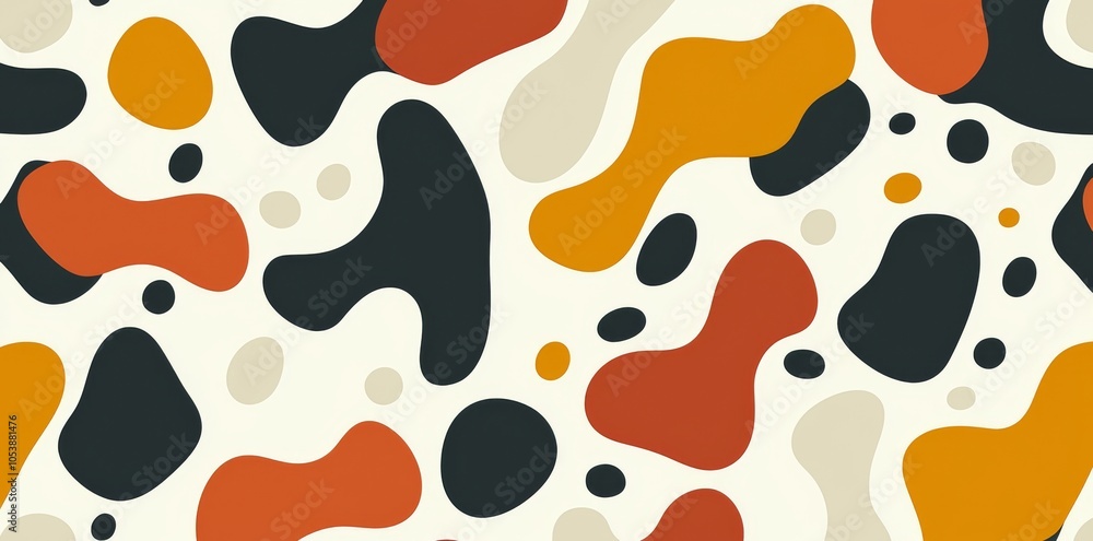Aufkleber colorful abstract doodle shape seamless pattern. artistic minimalist design with basic shapes. color