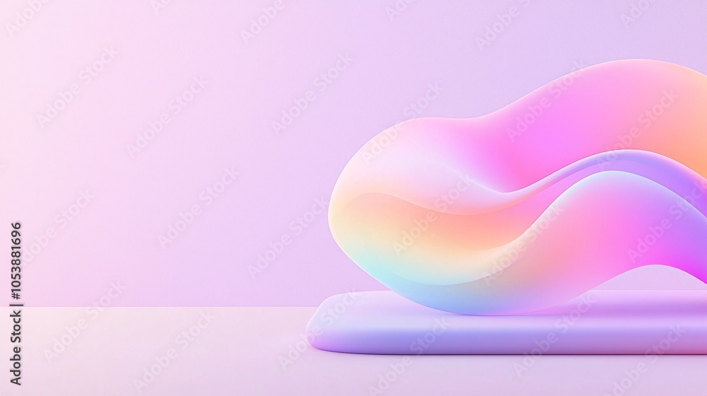 Aufkleber elegant iridescent pastel curves - dynamic flowing light with glassy texture and soft gradients for 