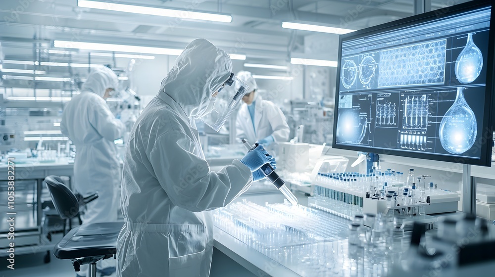 Aufkleber Biofuel scientist working diligently in a state of the art laboratory using cutting edge technology and innovative processing tools to meticulously study and analyze fuel samples
