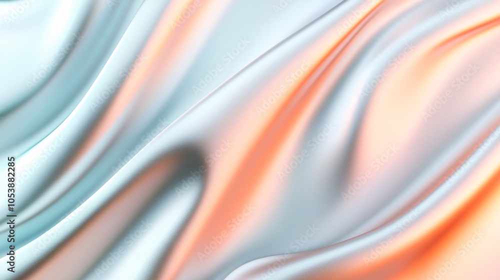 Aufkleber dynamic abstract waves of holographic light - iridescent metallic tones and fluid shapes creating st