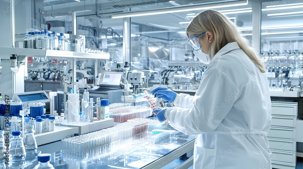 Aufkleber scientist conducting cutting edge research on biofuel samples using high precision technology and eq