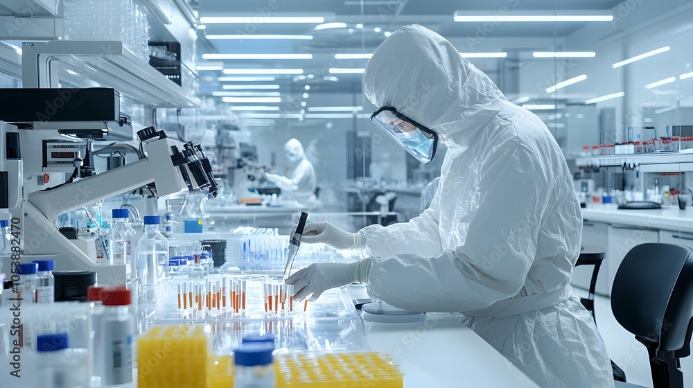 Aufkleber scientist examining biofuel samples with advanced technology and high precision equipment in a futur