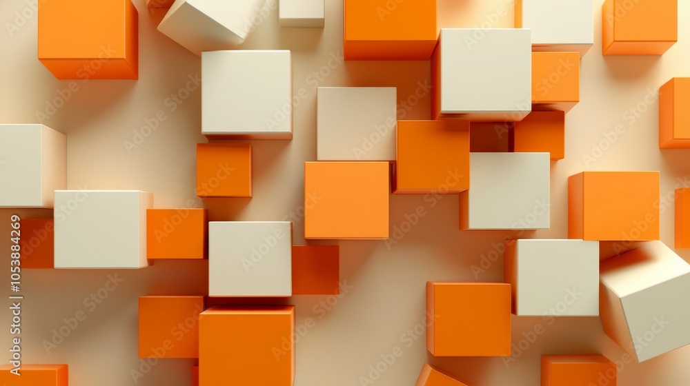 Poster three dimensional shapes of yellow and orange form a futuristic abstract background in three dimensi