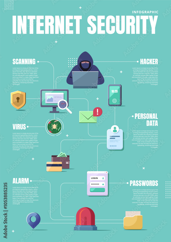 Poster hacker concept vector icon set