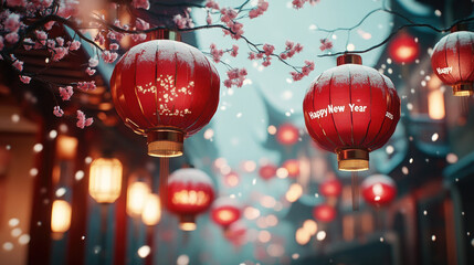 Red lanterns and palace architecture, Chinese New Year