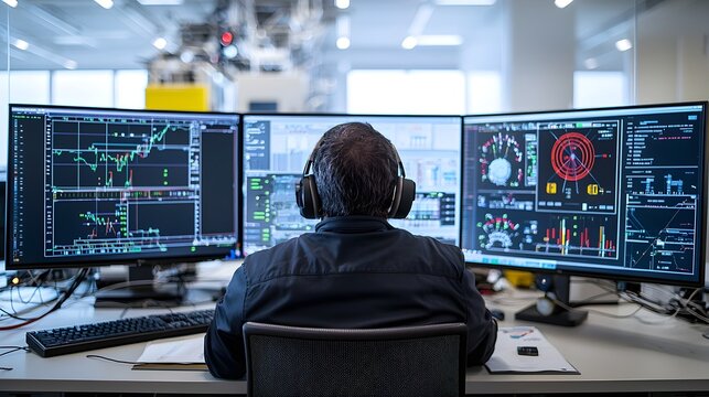 Worker Monitoring Fuel Processing in High Tech Control Room Ensuring System Performance and Efficiency