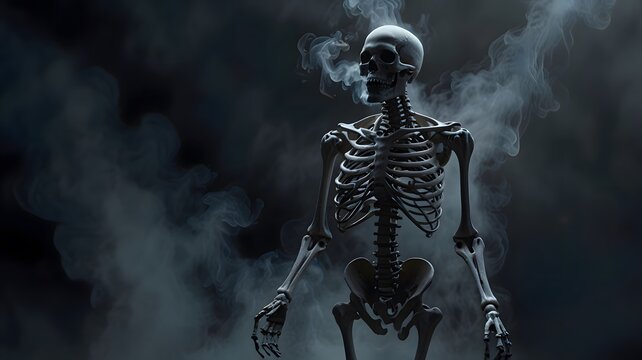 Human skeleton as a symbol of mortality, death, illness