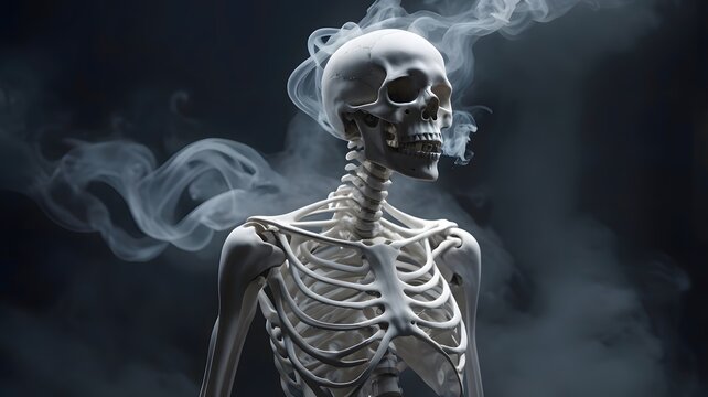 Human skeleton symbolizes illness, mortality, death