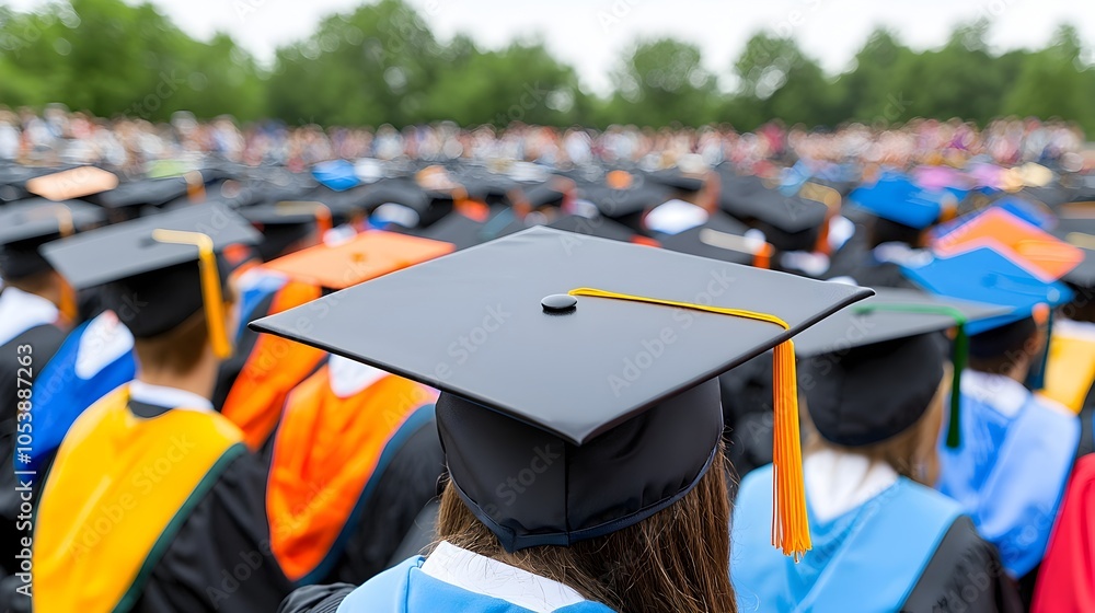 Leinwandbilder graduation cap with empty space on the right side representing the milestone of academic of accompli