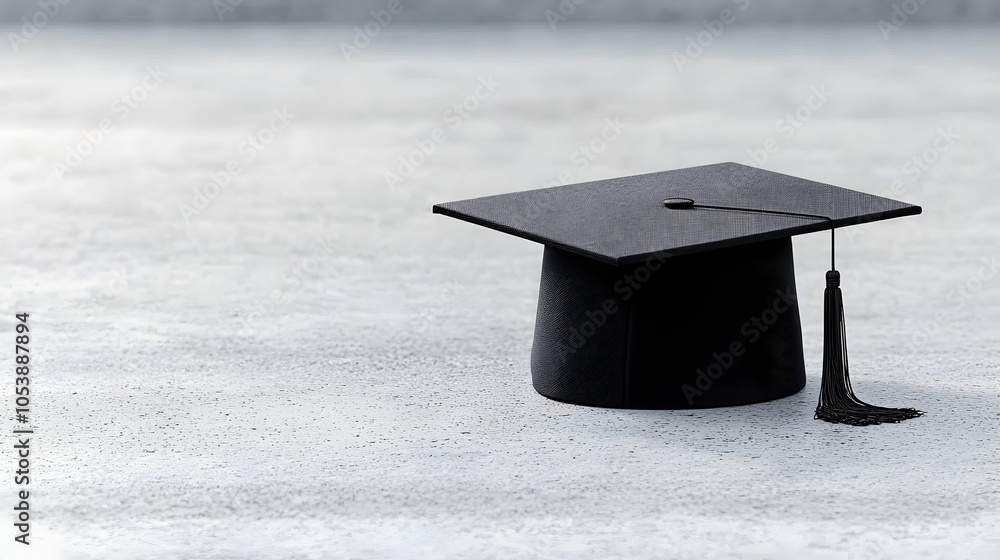 Poster a graduation cap resting on a surface symbolizing the academic accomplishment intellectual prowess a