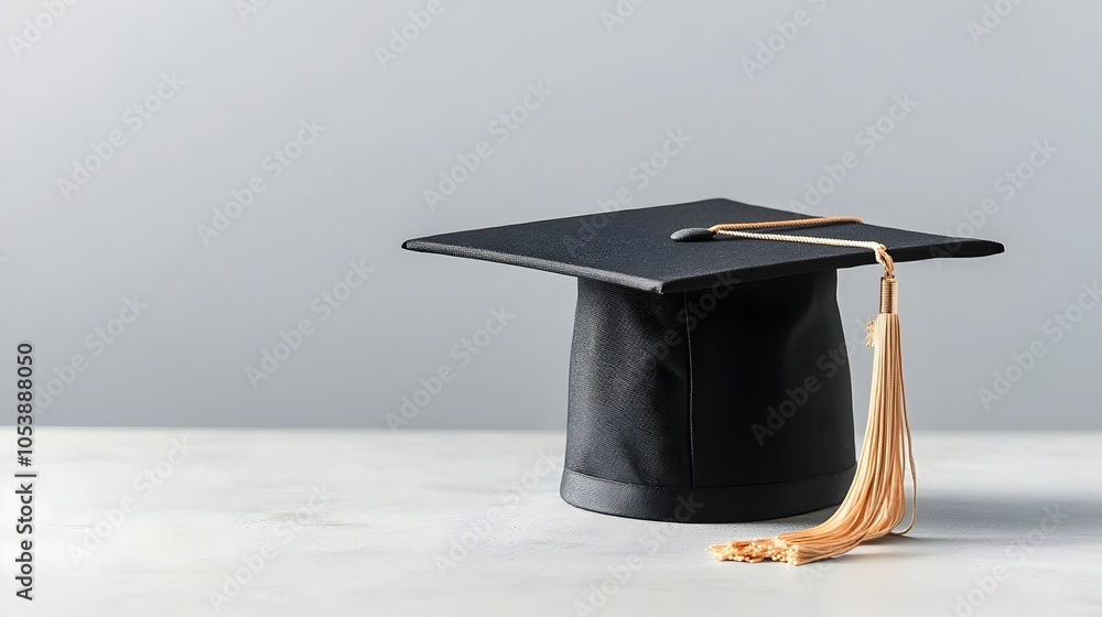 Fototapete graduation cap and tassel with empty white space on the right side for easy text overlay or copy min