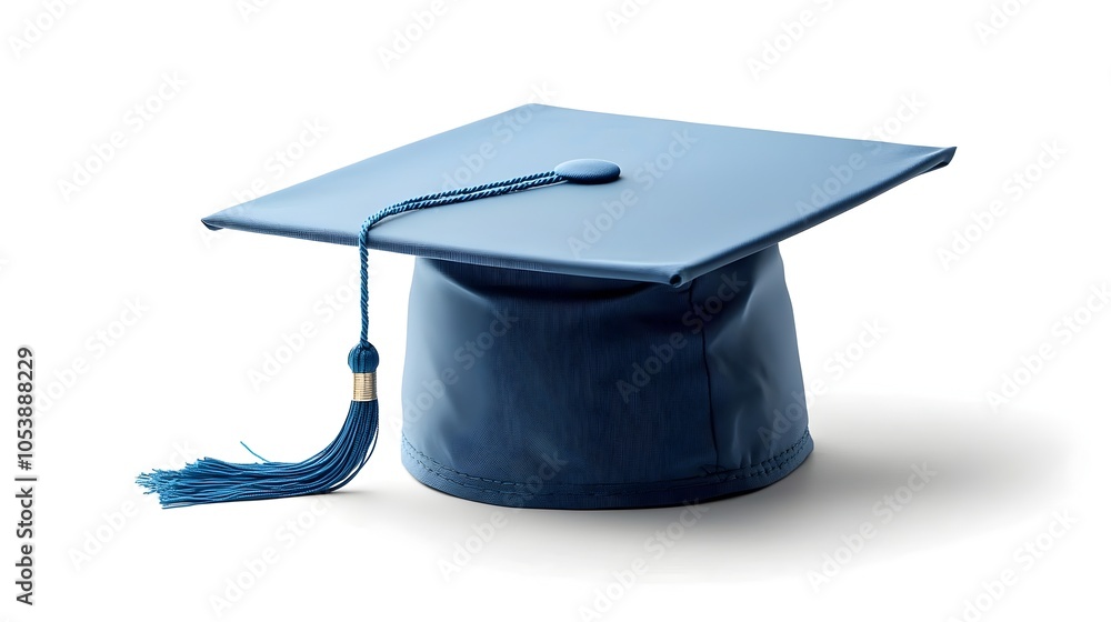 Aufkleber Minimalist and Elegant Graduation Cap with Subtle Shadow and Empty Space on the Left Side Representing Academic Achievement Milestone and