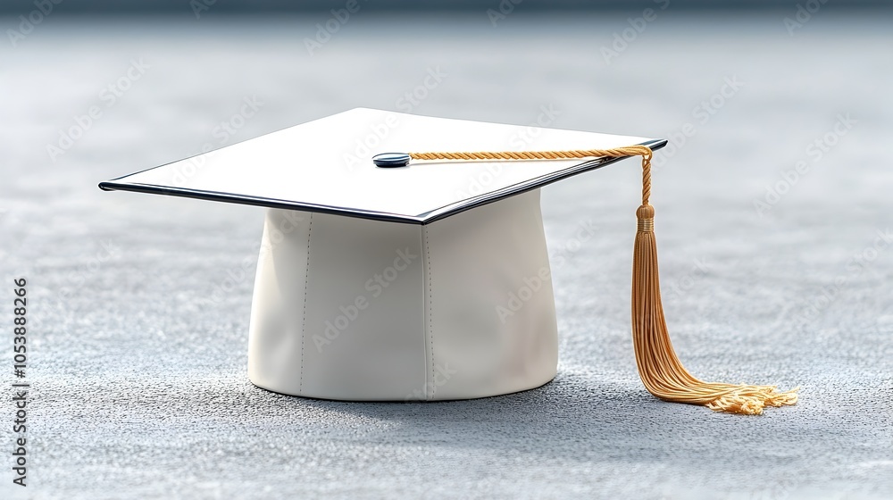 Fototapete shiny golden graduation cap with tassel against an empty background providing ample copy space for t