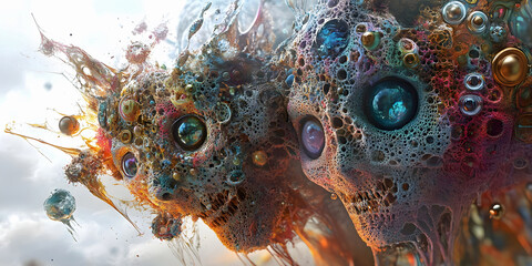 surreal woman with sugar skull make up day of the dead, ai generated.	