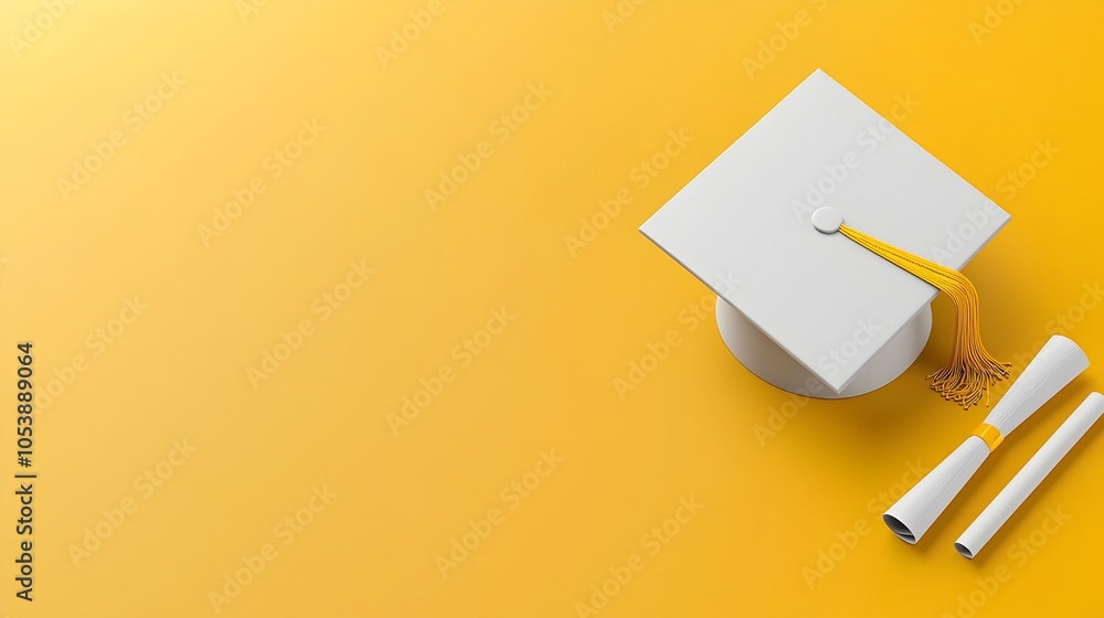 Fototapete Minimalist of a Graduation Cap with Empty Space on the Right Side for Copy Space or Text Overlay  Representation of Academic Achievement Education and Ceremony