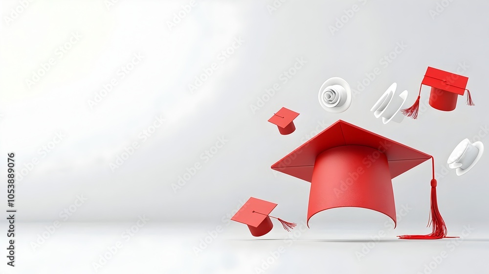 Fototapete Simple and Elegant Graduation Cap with Empty Copyspace for Text or Design Elements