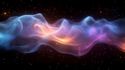 Fototapeta premium Electric smoke with stars and vaporwave gradient on black background