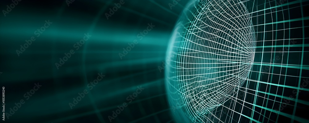Aufkleber digital waves in virtual reality - glowing grids and infinite cyberspace reflections in a futuristic