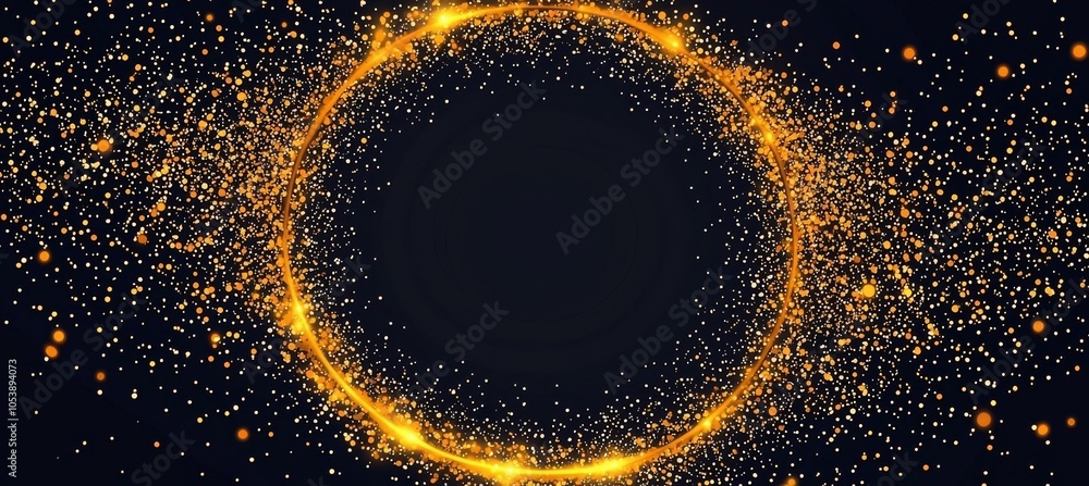 Poster modern illustration of futuristic digital circles of glowing particles. concept of neural networks d
