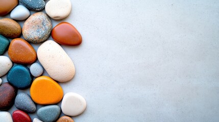 Fototapeta premium A serene collection of pebbles on a smooth surface perfect for nature lovers and creative projects