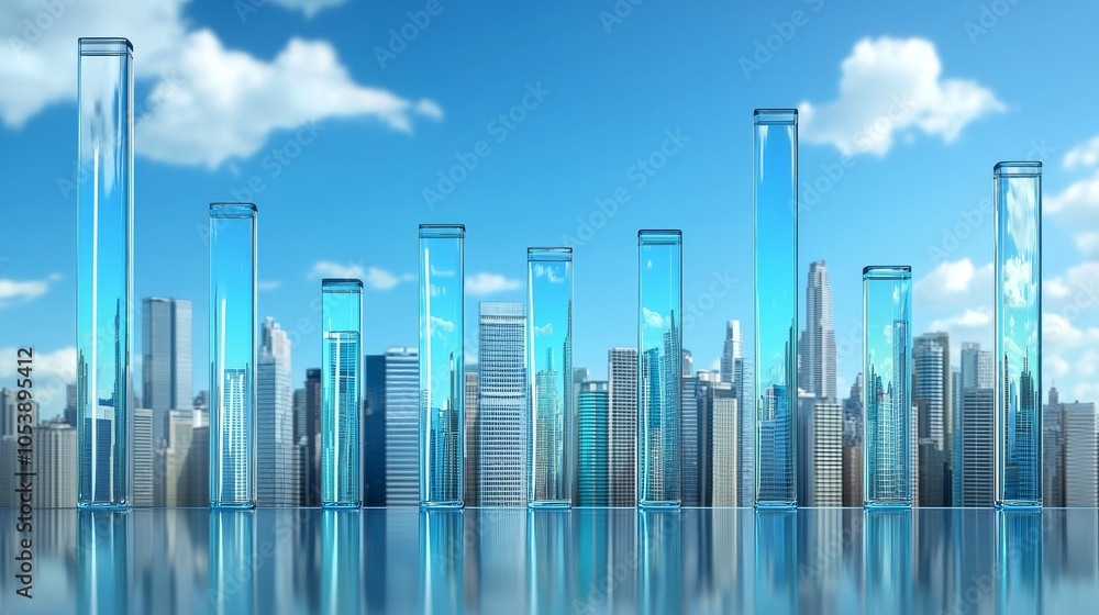 Poster this 3d rendering shows an abstract futuristic glass architecture on a concrete floor that is empty.