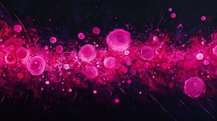 Fototapeta premium Vivid pink fireworks burst and dance across the canvas of the night sky, momentarily illuminating the darkness. 