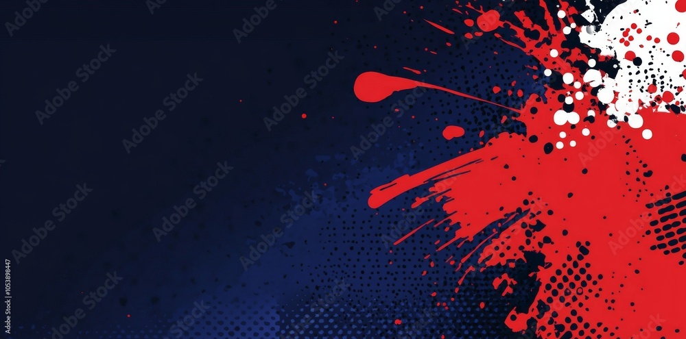 Poster halftone dots background. color gradient grunge texture background with red and blue dots. dot pop a