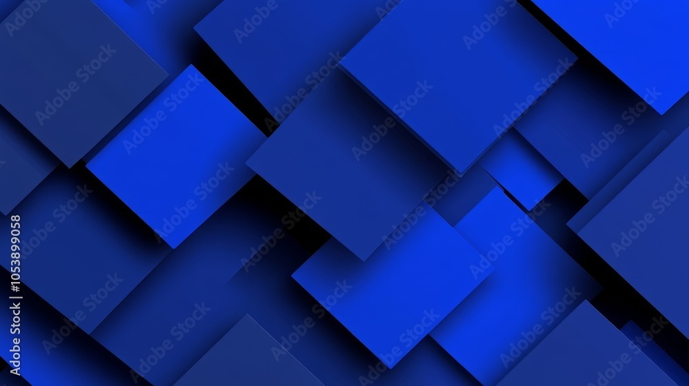 Poster abstract tech banner design with a blue background and transparent square shapes arranged randomly i