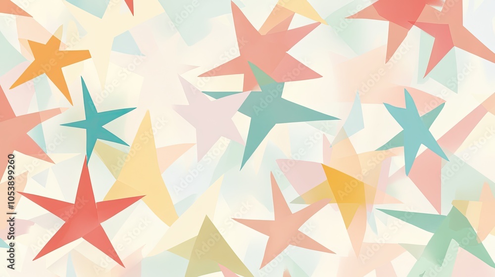 Fototapete a modern holiday greeting card featuring a bold geometric star pattern in soft pastel colors, creati